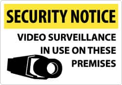 NMC - "Security Notice - Video Surveillance in Use on These Premises", 14" Long x 20" Wide, Rigid Plastic Safety Sign - Rectangle, 0.05" Thick, Use for Security & Admittance - Americas Industrial Supply