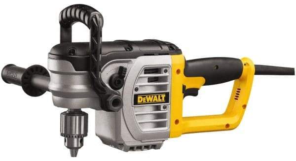 DeWALT - 1/2" Keyed Chuck, 330 & 1,300 RPM, Stud & Joist Handle Electric Drill - 11 Amps, Reversible, Includes 2-Position Side Handle, Bail Handle, Chuck Key with Holder - Americas Industrial Supply