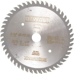 DeWALT - 6-1/2" Diam, 20mm Arbor Hole Diam, 48 Tooth Wet & Dry Cut Saw Blade - Carbide-Tipped, Crosscutting, Mitering, Ripping, Truing Action, Standard Round Arbor - Americas Industrial Supply