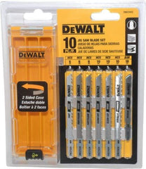 DeWALT - 10 Piece, 3" to 4" Long, 6 to 18 Teeth per Inch, Bi-Metal and High Carbon Steel Jig Saw Blade Set - T-Shank - Americas Industrial Supply