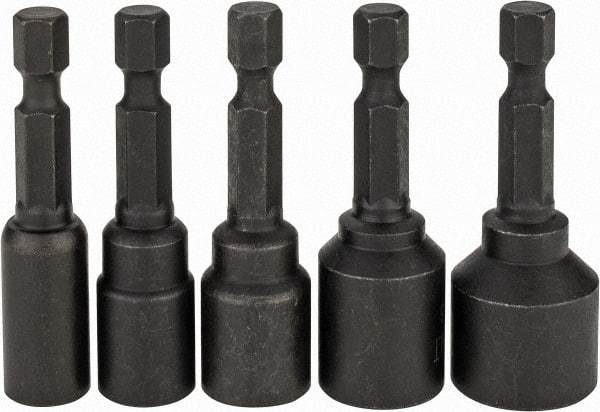 DeWALT - 5 Piece, Magnetic Nutsetter - 1/4 to 1/2" Hex, 1/4" Hex Drive - Americas Industrial Supply