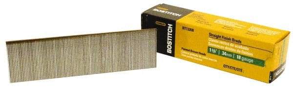 Stanley Bostitch - 18 Gauge 1-3/8" Long Brad Nails for Power Nailers - Steel, Galvanized Finish, Brad Head, Chisel Point - Americas Industrial Supply