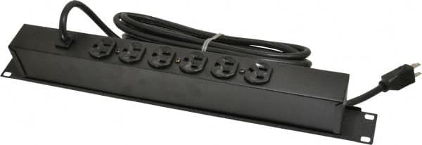 Wiremold - 6 Outlets, 120 Volts, 15 Amps, 15' Cord, Power Outlet Strip - 1 Circuits, Rack Mount, 5-15P NEMA Configuration, 19" Strip, cULus, UL Listed File 1449 - Americas Industrial Supply