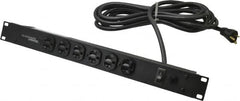 Wiremold - 6 Outlets, 120 Volts, 20 Amps, 15' Cord, Power Outlet Strip - Rack Mount, 6 Front NEMA Configuration, 19" Strip, cULus Recognized - Americas Industrial Supply