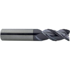 ProMax - 5/8" Diam, 1-1/4" LOC, 3 Flute Solid Carbide Roughing & Finishing Corner Radius End Mill - AlTiN Finish, 3-1/2" OAL, 5/8" Shank Diam, Weldon Shank, 40° Helix, Centercutting - Americas Industrial Supply