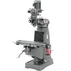 Jet - 9" Table Width x 42" Table Length, Variable Speed Pulley Control, 1 Phase Knee Milling Machine - R8 Spindle Taper, 2 hp - Americas Industrial Supply