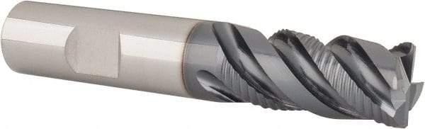 Iscar - 5/8" Diam, 1-1/4" LOC, 4 Flute Solid Carbide Roughing & Finishing Corner Chamfer End Mill - TiAlN Finish, 3-1/2" OAL, 5/8" Shank Diam, Weldon Shank, 45° Helix, Centercutting - Americas Industrial Supply