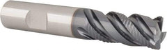 Iscar - 5/8" Diam, 1-1/4" LOC, 4 Flute Solid Carbide Roughing & Finishing Corner Chamfer End Mill - TiAlN Finish, 3-1/2" OAL, 5/8" Shank Diam, Weldon Shank, 45° Helix, Centercutting - Americas Industrial Supply