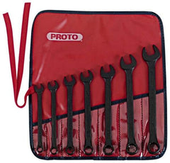 Proto - 7 Piece, 3/8" to 3/4", 12 Point Combination Wrench Set - Inch Measurement Standard, Black Oxide Finish, Comes in Nylon Roll - Americas Industrial Supply