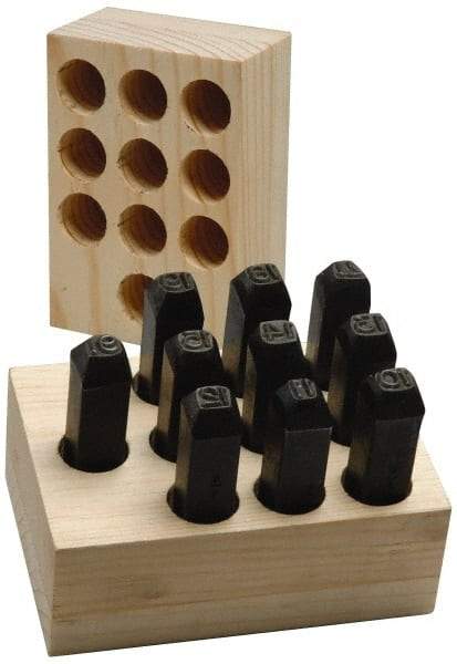 Made in USA - 10 Piece, 3/16" Character Steel Stamp Set - Double Digit Figures, Double Digits - Americas Industrial Supply