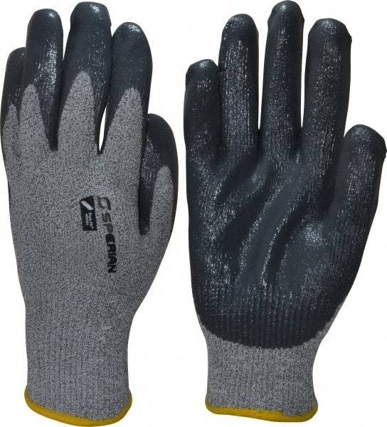 Honeywell - Size L (9), ANSI Cut Lvl 4, Abrasion Lvl 4, Nitrile Coated Cut Resistant Gloves - Palm & Fingers Coated, HPPE/Stainless Steel Blend Lining, Knit Wrist, Gray/Gray, Paired - Americas Industrial Supply