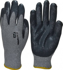 Honeywell - Size L (9), ANSI Cut Lvl 4, Abrasion Lvl 4, Nitrile Coated Cut Resistant Gloves - Palm & Fingers Coated, HPPE/Stainless Steel Blend Lining, Knit Wrist, Gray/Gray, Paired - Americas Industrial Supply