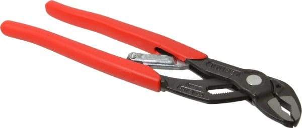 Knipex - 10" OAL, 1-1/4" Max Capacity, 1" Jaw Length, 19 Position Adjustable Tongue & Groove Pliers - Self-Gripping V-Jaws, Standard Head, Plastic Coated Handles - Americas Industrial Supply