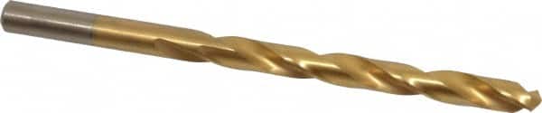 Chicago-Latrobe - Letter F 135° High Speed Steel Jobber Drill - TiN Finish, Right Hand Cut, Spiral Flute, Straight Shank, 4-1/8" OAL, Split Point - Americas Industrial Supply