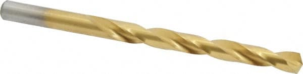 Chicago-Latrobe - Letter J 135° High Speed Steel Jobber Drill - TiN Finish, Right Hand Cut, Spiral Flute, Straight Shank, 4-1/8" OAL, Split Point - Americas Industrial Supply