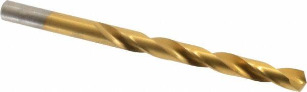 Chicago-Latrobe - Letter L 135° High Speed Steel Jobber Drill - TiN Finish, Right Hand Cut, Spiral Flute, Straight Shank, 4-1/4" OAL, Split Point - Americas Industrial Supply