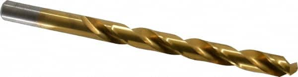 Chicago-Latrobe - Letter Q 135° High Speed Steel Jobber Drill - TiN Finish, Right Hand Cut, Spiral Flute, Straight Shank, 4-3/4" OAL, Split Point - Americas Industrial Supply