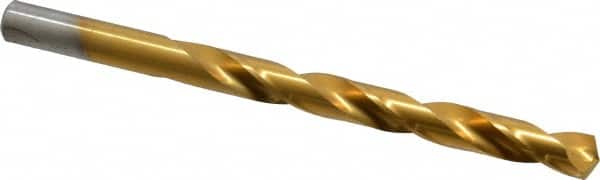 Chicago-Latrobe - Letter R 135° High Speed Steel Jobber Drill - TiN Finish, Right Hand Cut, Spiral Flute, Straight Shank, 4-3/4" OAL, Split Point - Americas Industrial Supply