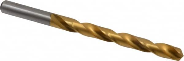 Chicago-Latrobe - Letter T 135° High Speed Steel Jobber Drill - TiN Finish, Right Hand Cut, Spiral Flute, Straight Shank, 4-7/8" OAL, Split Point - Americas Industrial Supply