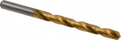 Chicago-Latrobe - Letter T 135° High Speed Steel Jobber Drill - TiN Finish, Right Hand Cut, Spiral Flute, Straight Shank, 4-7/8" OAL, Split Point - Americas Industrial Supply