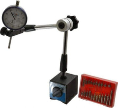 Teclock - 0.001" Graduation, 0-100 Dial Reading, Indicator & Base Kit - 2" Base Length x 2-1/4" Base Width x 2-1/4" Base Height - Americas Industrial Supply