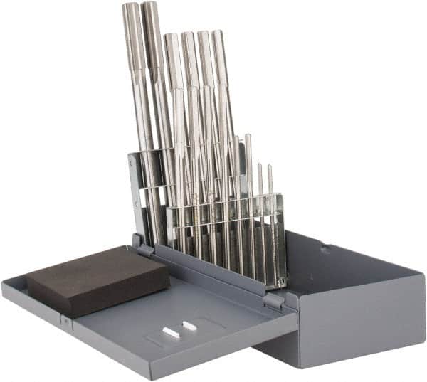 Made in USA - 0.124" to 0.501", Chucking Reamer Set - Straight Flute, Right Hand Cut, 14 Pieces - Americas Industrial Supply