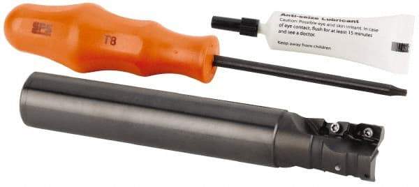 Kennametal - 32mm Cut Diam, 36mm Max Depth of Cut, 32mm Shank Diam, 110mm OAL, Indexable Square Shoulder Helical End Mill - GOMT 1604.., JOMT 1604.. Inserts, Weldon Shank, 0° Lead Angle, Series KDMR - Americas Industrial Supply