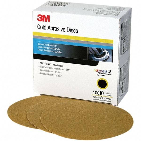 3M - 6" Diam, 120 Grit, Aluminum Oxide Hook & Loop Disc - Fine Grade, Coated, C Weight Paper Backing, Series 236U - Americas Industrial Supply