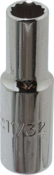 Proto - 11/32", 3/8" Drive, Deep Hand Socket - 12 Points, 2-1/8" OAL, Alloy Steel, Chrome Finish - Americas Industrial Supply