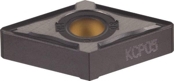 Kennametal - DNMG443 MW Grade KCP05 Carbide Turning Insert - TiCN/Al2O3 Finish, 55° Diamond, 1/2" Inscr Circle, 1/4" Thick, 3/64" Corner Radius - Americas Industrial Supply