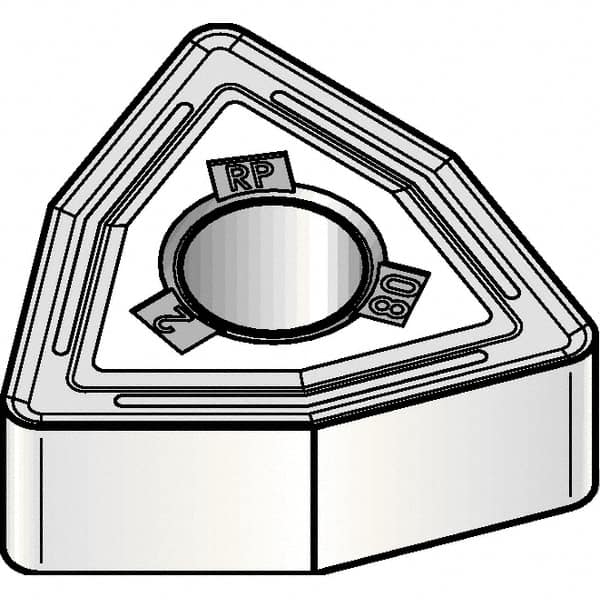 Kennametal - WNMG432 RP Grade KCK20B Carbide Turning Insert - TiOCN Finish, 80° Trigon, 1/2" Inscr Circle, 3/16" Thick, 1/32" Corner Radius - Americas Industrial Supply