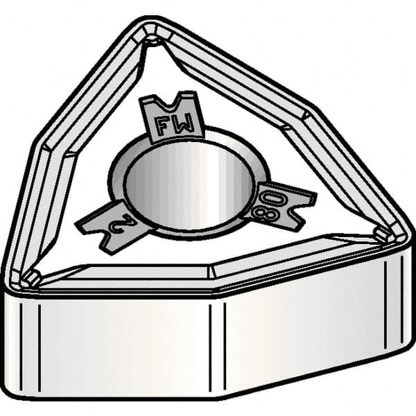Kennametal - WNMG331 FW Grade KCP05B Carbide Turning Insert - TiOCN Finish, 80° Trigon, 3/8" Inscr Circle, 3/16" Thick, 1/64" Corner Radius - Americas Industrial Supply