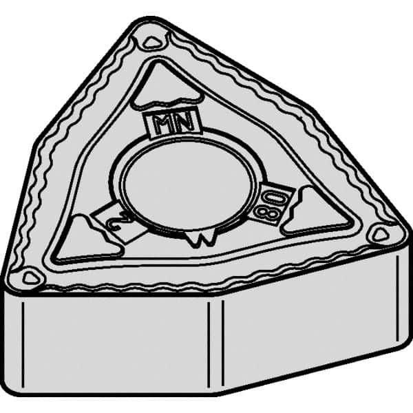 Kennametal - WNMG332 MN Grade KCP10B Carbide Turning Insert - TiOCN Finish, 80° Trigon, 3/8" Inscr Circle, 3/16" Thick, 1/32" Corner Radius - Americas Industrial Supply