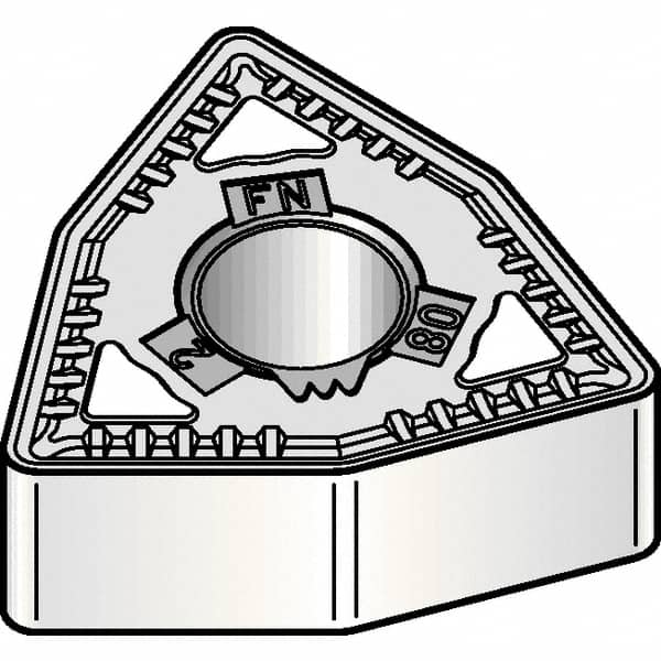 Kennametal - WNMG432 FN Grade KCP10B Carbide Turning Insert - TiOCN Finish, 80° Trigon, 1/2" Inscr Circle, 3/16" Thick, 1/32" Corner Radius - Americas Industrial Supply