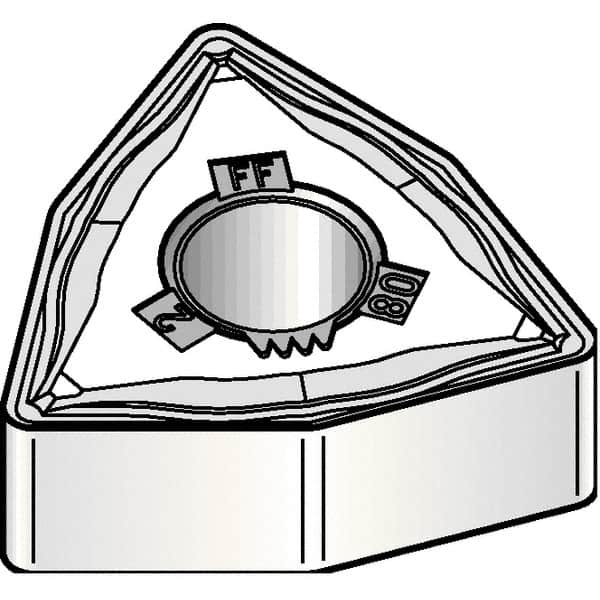 Kennametal - WNMG332 FF Grade KCP10 Carbide Turning Insert - TiCN/Al2O3 Finish, 80° Trigon, 3/8" Inscr Circle, 3/16" Thick, 1/32" Corner Radius - Americas Industrial Supply