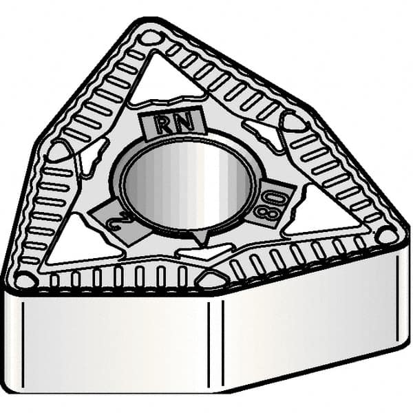 Kennametal - WNMG332 RN Grade KCP10B Carbide Turning Insert - TiCN/Al2O3/TiOCN Finish, 80° Trigon, 3/8" Inscr Circle, 3/16" Thick, 1/32" Corner Radius - Americas Industrial Supply