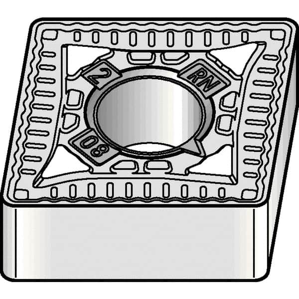 Kennametal - CNMG646 RN Grade KCP25B Carbide Turning Insert - TiOCN Finish, 80° Diamond, 3/4" Inscr Circle, 1/4" Thick, 3/32" Corner Radius - Americas Industrial Supply