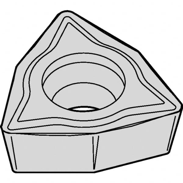 Kennametal - WPMT21.51 LF Grade KCP10 Carbide Turning Insert - TiCN/Al2O3 Finish, 80° Trigon, 1/4" Inscr Circle, 3/32" Thick, 1/64" Corner Radius - Americas Industrial Supply