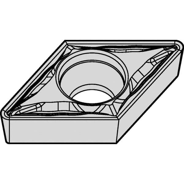 Kennametal - DCMT21.51 FP Grade KCP10 Carbide Turning Insert - TiCN/Al2O3 Finish, 55° Diamond, 1/4" Inscr Circle, 3/32" Thick, 1/64" Corner Radius - Americas Industrial Supply