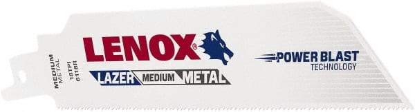 Lenox - 6" Long x 1" Thick, Bi-Metal Reciprocating Saw Blade - Straight Profile, 18 TPI, Toothed Edge - Americas Industrial Supply