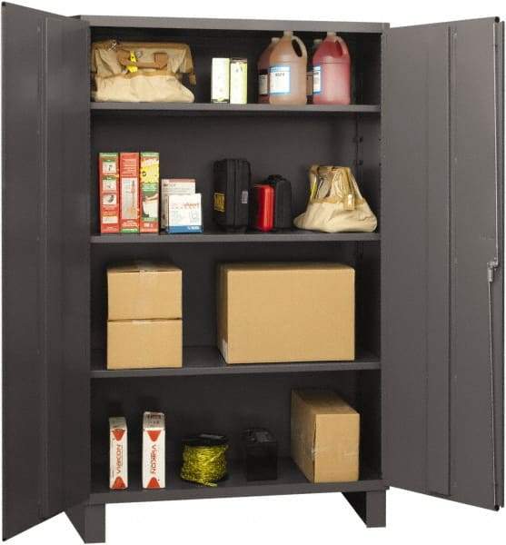 Durham - 3 Shelf Locking Storage Cabinet - Steel, 48" Wide x 24" Deep x 72" High, Gray - Americas Industrial Supply