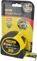 Stanley - 30' x 1-1/4" Yellow Blade Tape Measure - 1/16" Graduation, Inch Graduation Style, Yellow/Black Case - Americas Industrial Supply
