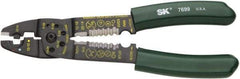 SK - 8-1/2" OAL, 10 AWG Capacity, Crimper/Cutter - 1" Jaw Length x 1/8" Jaw Width, Plastisol Handle - Americas Industrial Supply