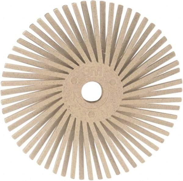 3M - 3" 120 Grit Ceramic Tapered Disc Brush - Fine Grade, Plain Hole Connector, 1" Trim Length, 0.37" Arbor Hole - Americas Industrial Supply