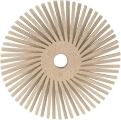 3M - 3" 120 Grit Ceramic Tapered Disc Brush - Fine Grade, Plain Hole Connector, 1" Trim Length, 0.37" Arbor Hole - Americas Industrial Supply