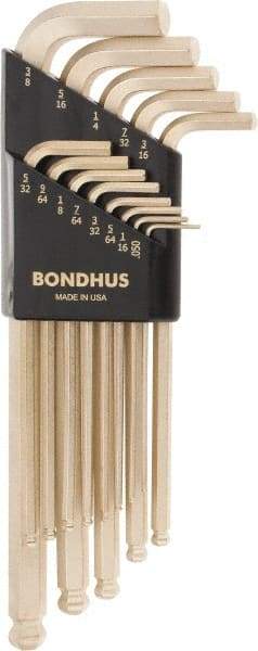 Bondhus - 13 Piece L-Key Ball End Hex Key Set - Hex Range 0.05 to 3/8", Steel - Americas Industrial Supply