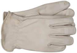 PRO-SAFE - Size L (9) Grain Cowhide General Protection Work Gloves - For Work & Driver, Uncoated, Slip-On Cuff, Full Fingered, Natural, Paired - Americas Industrial Supply