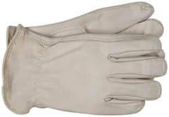 PRO-SAFE - Size L (9) Grain Cowhide General Protection Work Gloves - For Work & Driver, Uncoated, Slip-On Cuff, Full Fingered, Natural, Paired - Americas Industrial Supply