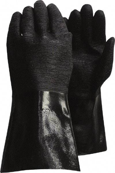 PIP - Size L (9), 14" Long, Supported, Neoprene Chemical Resistant Gloves - Textured Finish, Jersey Lined, Gauntlet Cuff, ANSI Cut Level 0, Puncture Level 1, Abrasion Level 3, Black - Americas Industrial Supply