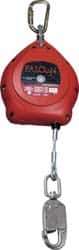 Miller - 20' Long, 310 Lb Capacity, Galvanized Wire Rope Self-Retracting Lifeline - 0.187" Diam, Locking Snap Hook Connector, Steel Self-Locking Carabiner Connector - Americas Industrial Supply